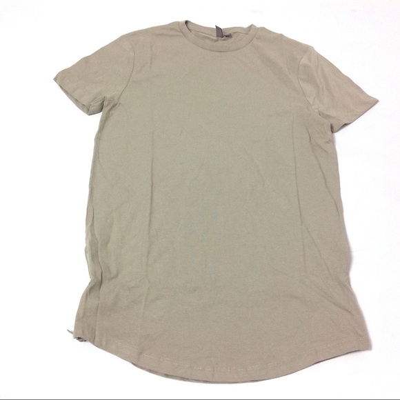 Asos Longline Relaxed Tee Larry Zip Hem XS Tan - Picture 1 of 6